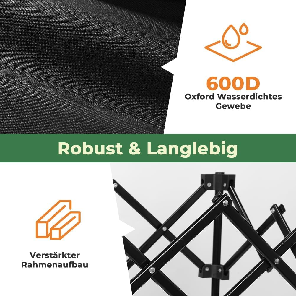 SLIDBEAT Bollerwagen Faltbar mit Bremsen, 150L 150KG Faltbarer Bollerwagen All Terrain Räder, Verstellbarem Griff, Getränkehalter Klappbar Handwagen Für Camping Shopping Garten Strand