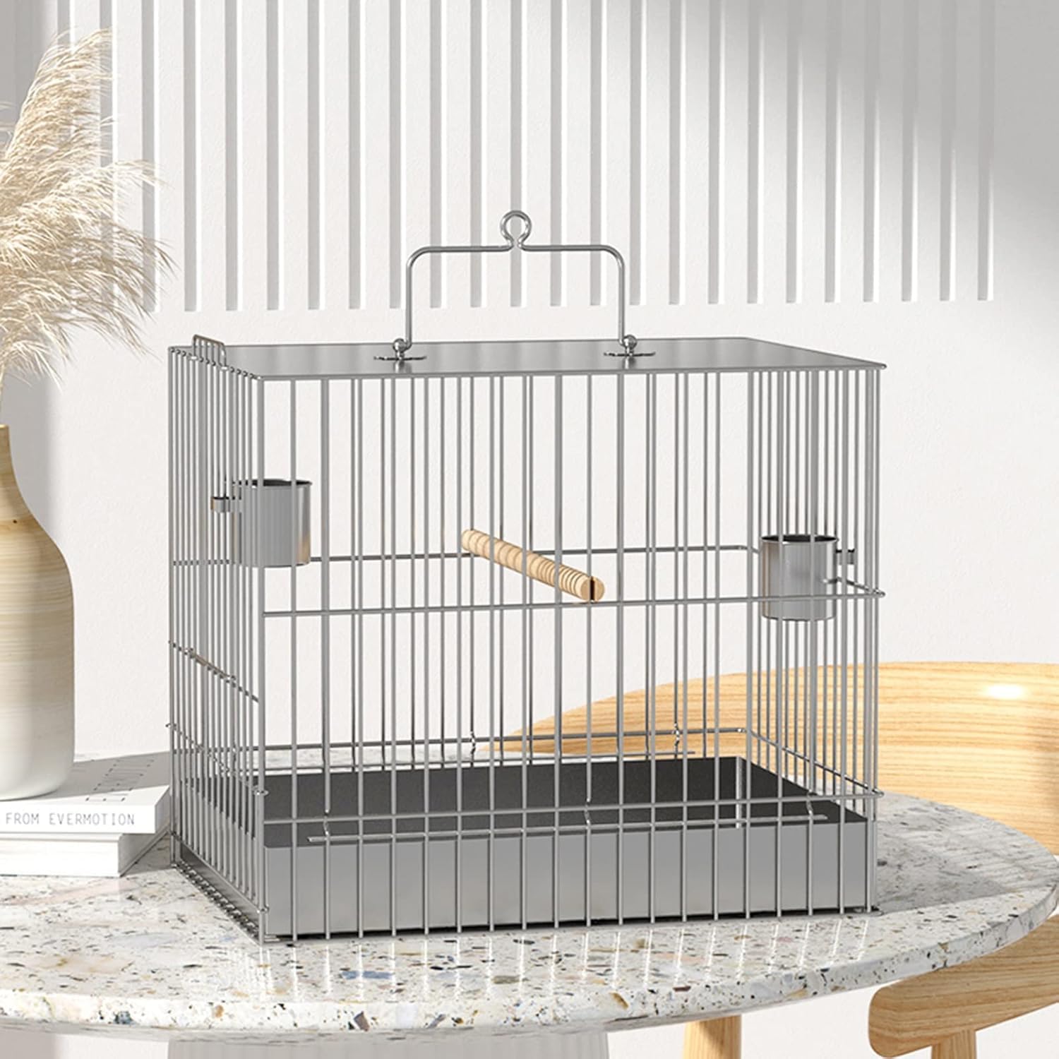 Jaula para Loros, Jaula de Vuelo, Jaula de Metal con Soporte rodante y Bandeja Inferior para cacatúas, periquitos, pájaros, Perchas de Vuelo, Jaula para pájaros
