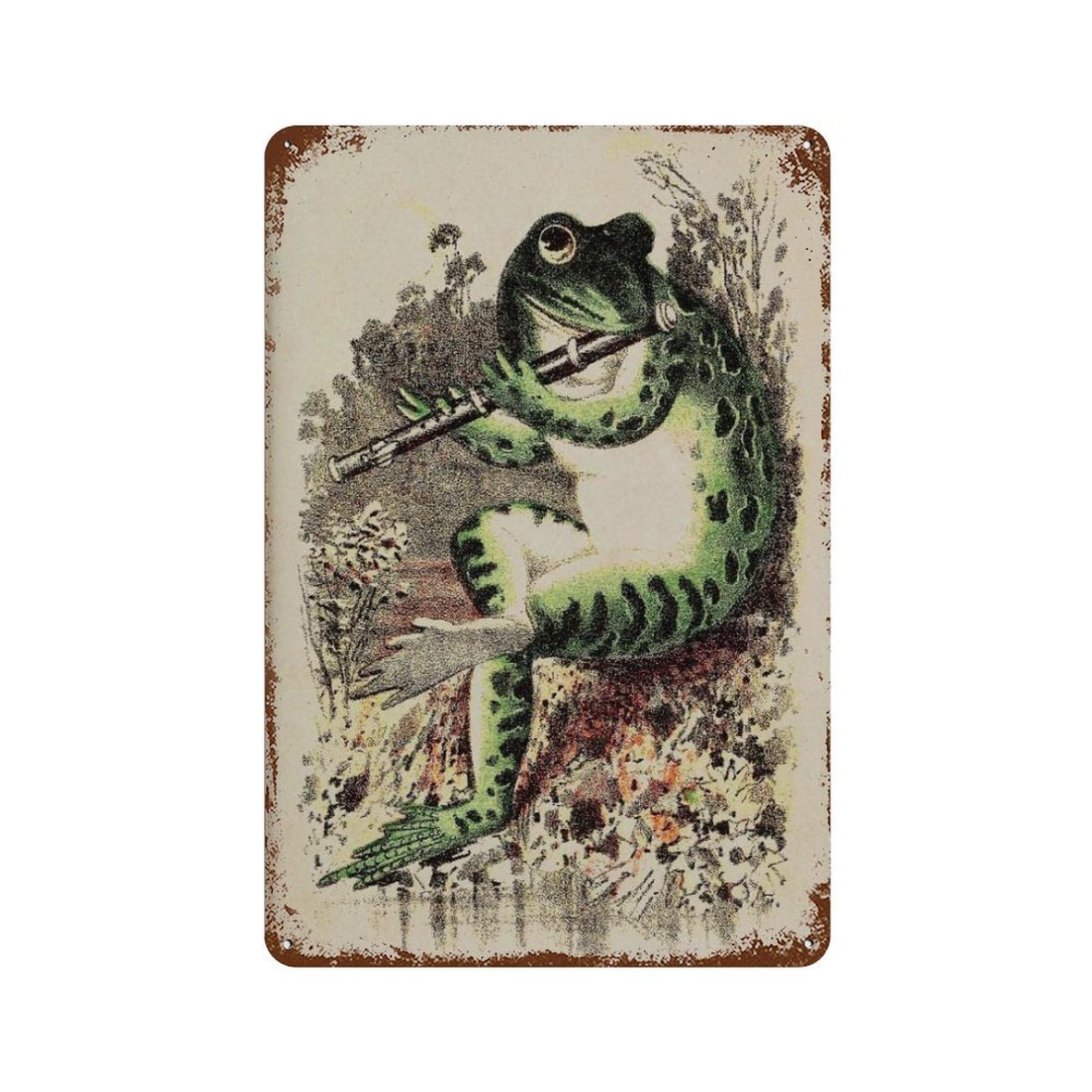 xiaoxiaoshen Frog Playing Banjo Deco Vintage Retro Wall Decor Art Metal Tin Poster Modern Home Decor Art Home Bar Shop Decorations Vintage Sign 30x20cm