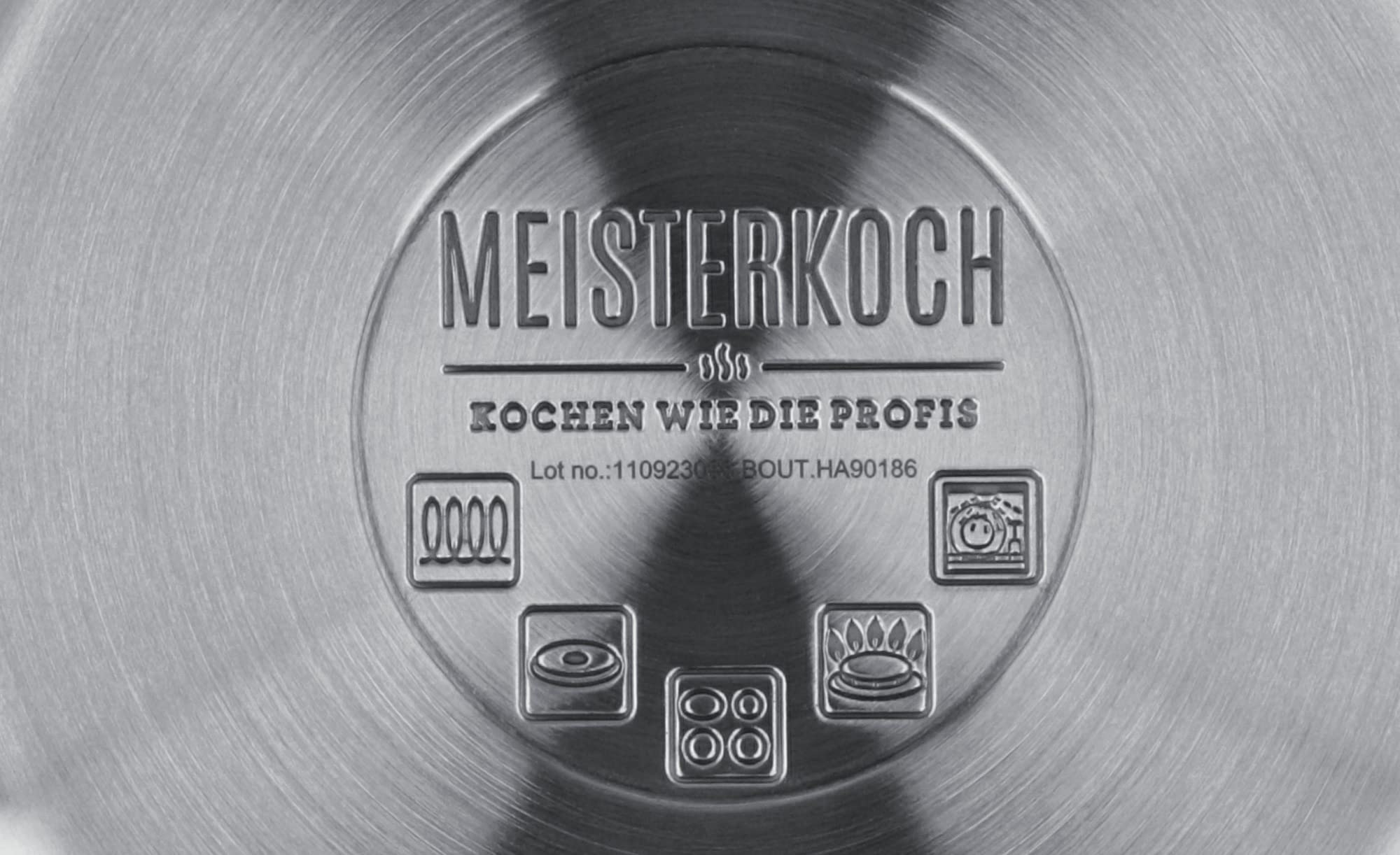 Meisterkoch Topf- & Pfannenset 6-teilig Induktion Edelstahl unbeschichtet | 5 Töpfe mit Glasdeckel und Bratpfanne | hitzeisolierende Griffe, spülmaschinengeeignet