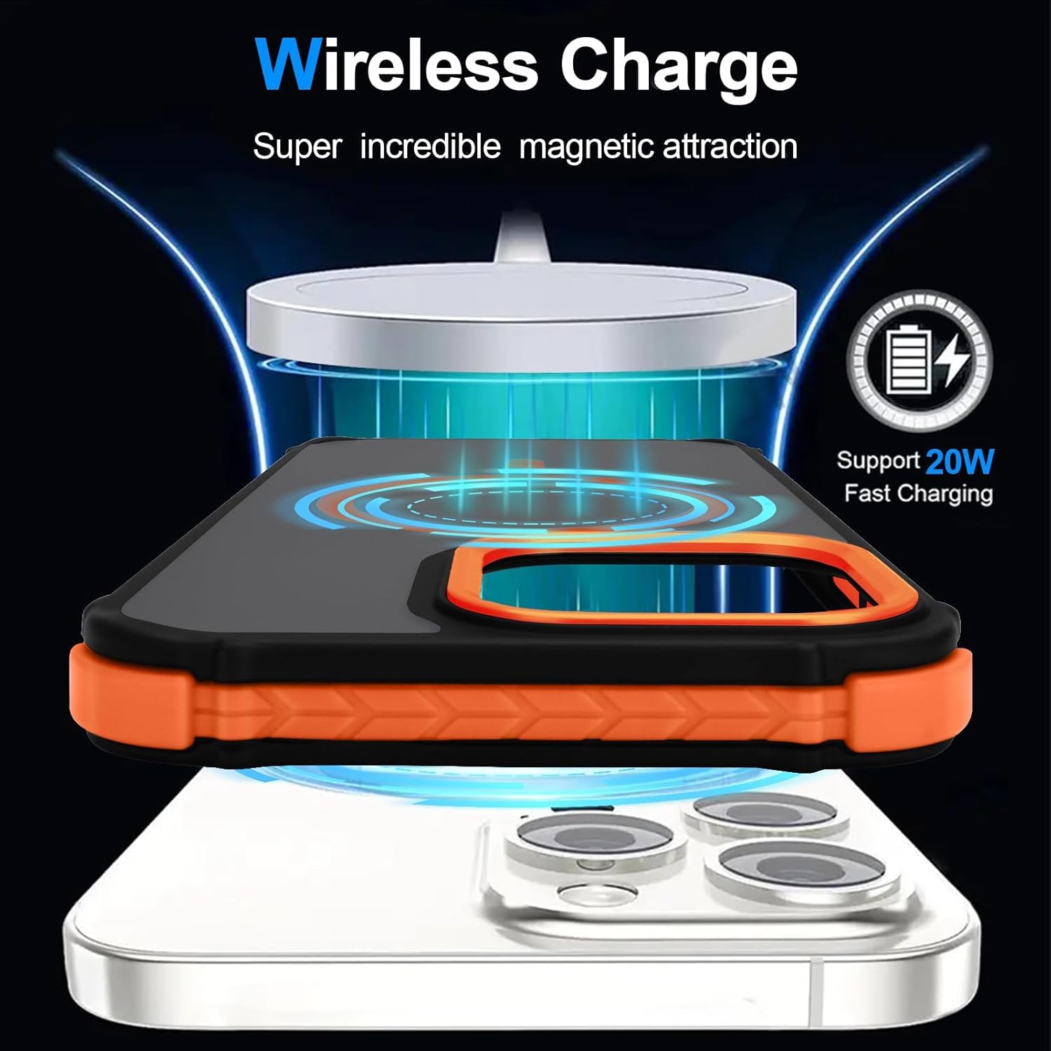 Magnetic for iPhone 15 Pro Max Case, Compatible with Magsafe, Bumper Protective Cover, Slim Shockproof Anti-Scratch Translucent Matte Men Women Phone Case for iPhone 15 Pro Max 6.7", Orange - Image 6