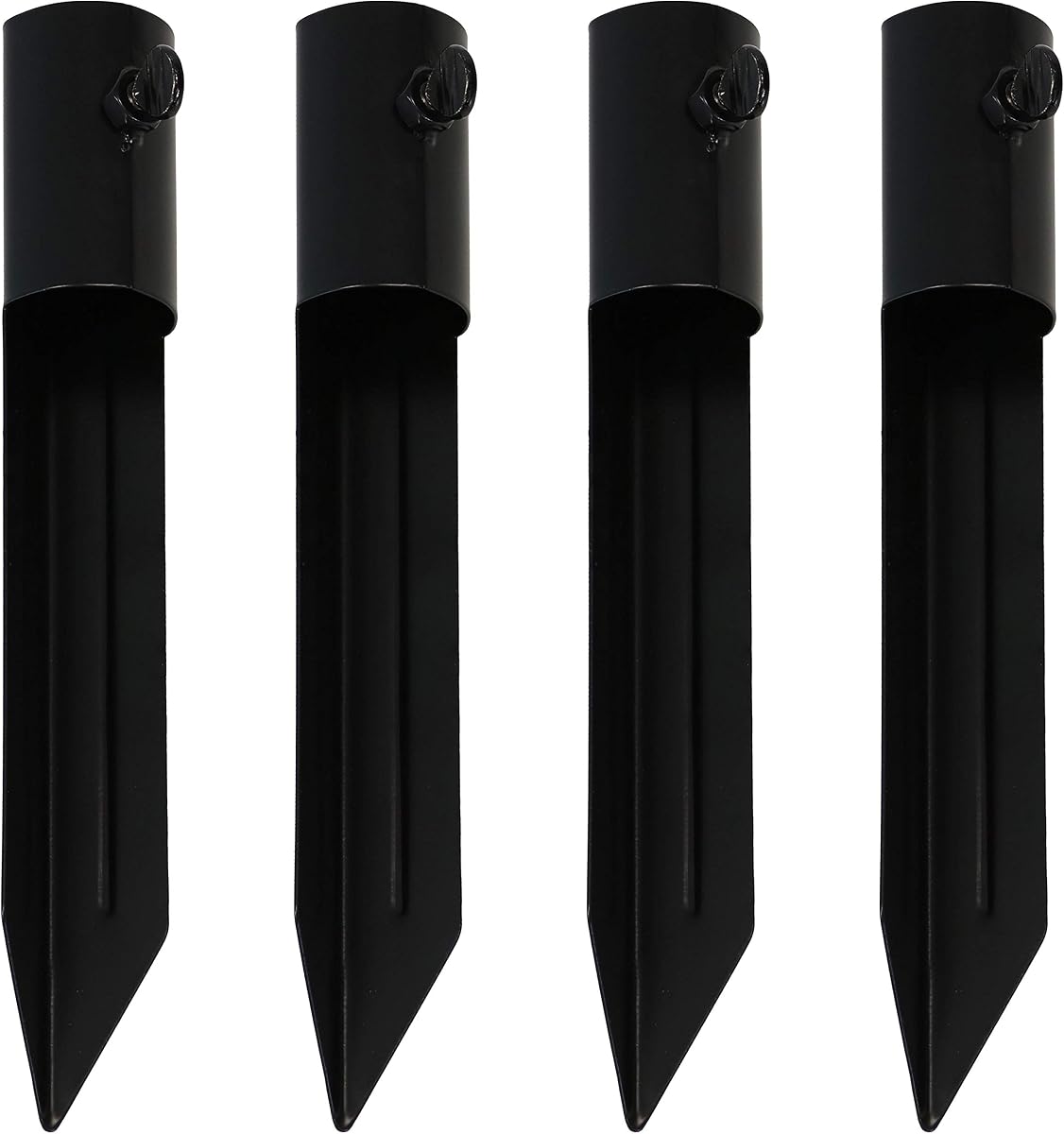 Sunnydaze Estacas de jardín para luces exteriores – Estaca de metal para luces solares y antorchas de llama viva – Estaca de acero para antorcha – Juego de 4
