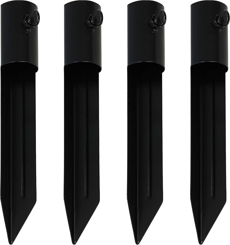 Sunnydaze Estacas de jardín para luces exteriores – Estaca de metal para luces solares y antorchas de llama viva – Estaca de acero para antorcha – Juego de 4
