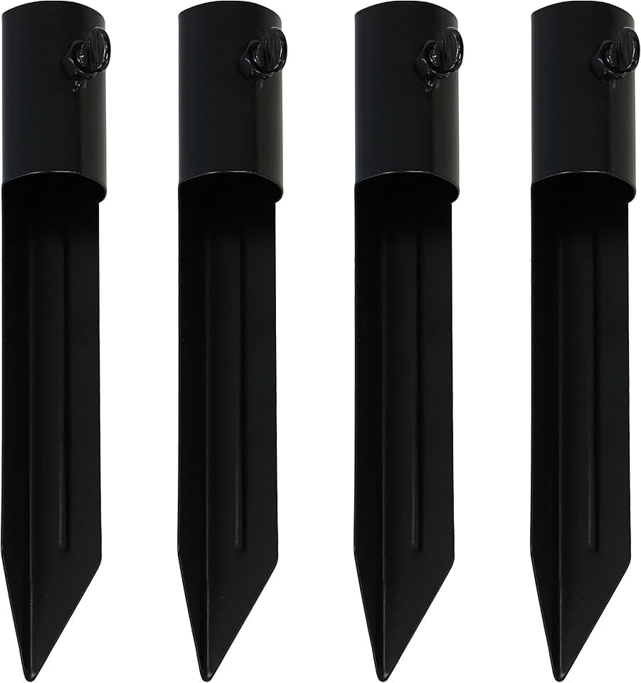 Sunnydaze Garden Stakes for Outdoor Lights - Metal Ground Spike for Solar Lights and Live Flame Torches - Steel Torch Stake - Set of 4