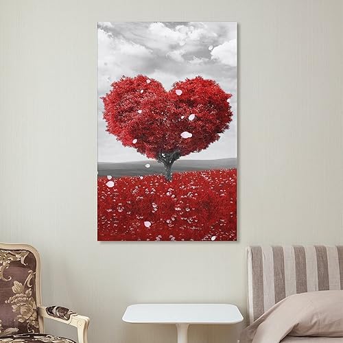 Miniatura 7 de Arte de pared romántico de amor rojo impresión artística de árbol de amor rojo para pared de baño arte decorativo para el día de San Valentín