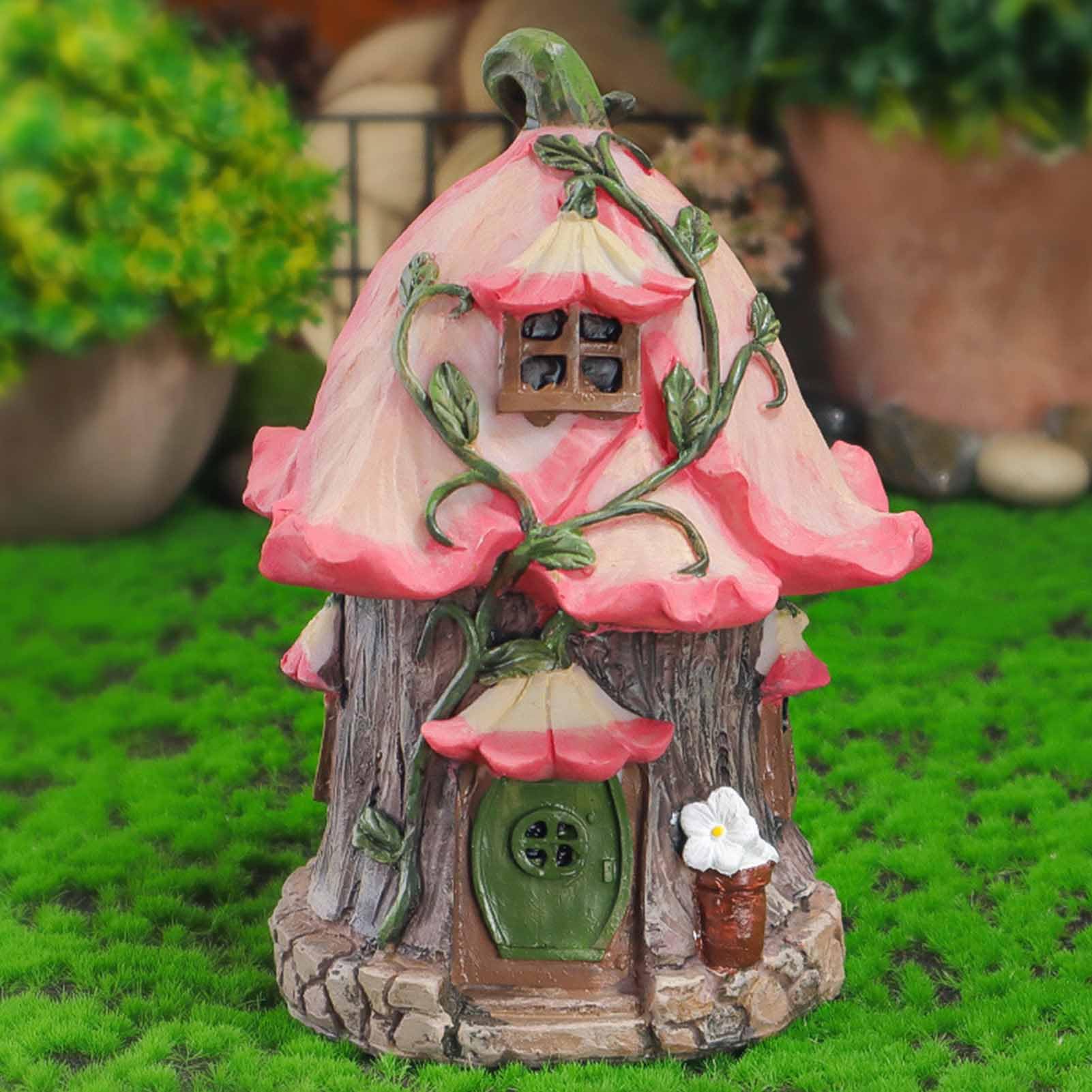 Gnome Fairy House, Żywica Fairy Garden House Outdoor Garden Figurka Dekoracja Gnome Fairy Home Ozdoba na Patio Yard Trawnik Wystrój Zewnętrzny