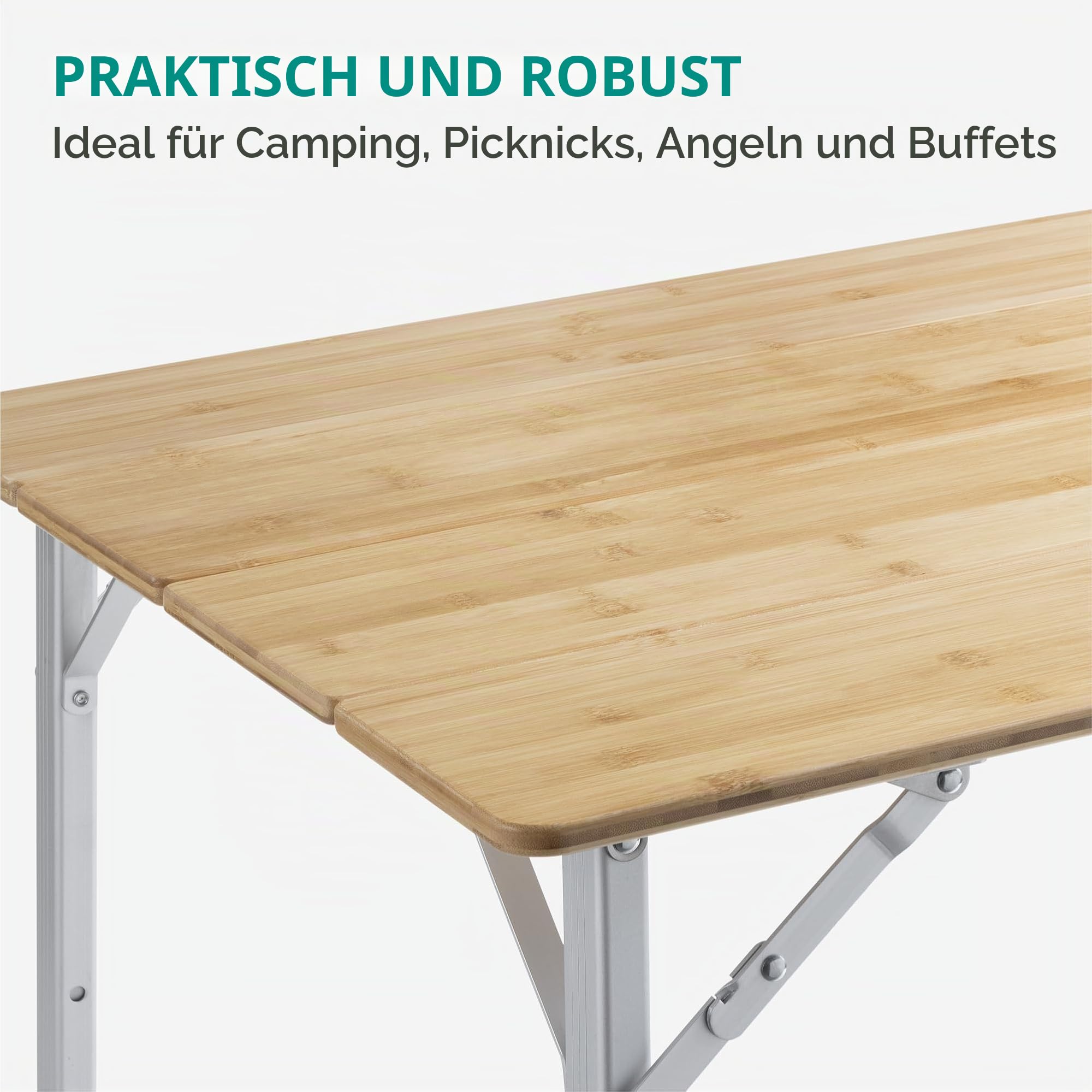 navaris bambus campingtisch Klappbar - wasserdichte und höhenverstellbare Aluminiumbeine - Camping Tisch faltbar Königlicher Campingpark Sanssouci: Beliebtester selector_metadata Model:iPhone Xs/X