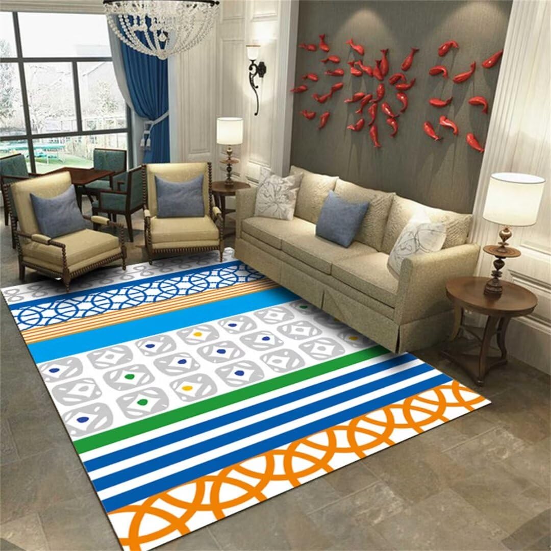 Tapis pour salon bleu 80x120cm décoration maison tapis enfant garçon antidérapant facile à entretenir