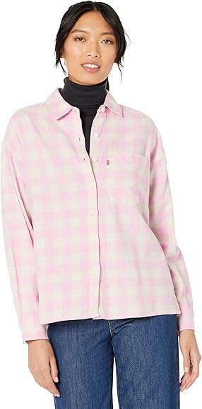 Levi's Women's Davy Flannel Shirt, (New) Shailene Plaid Begonia