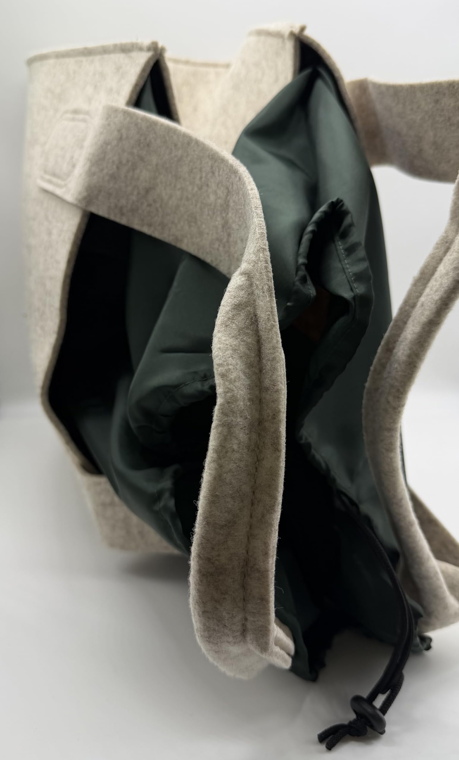 Jemako Filztasche natur mit Abdeckung in oliv Gr. L - 40x32x28cm