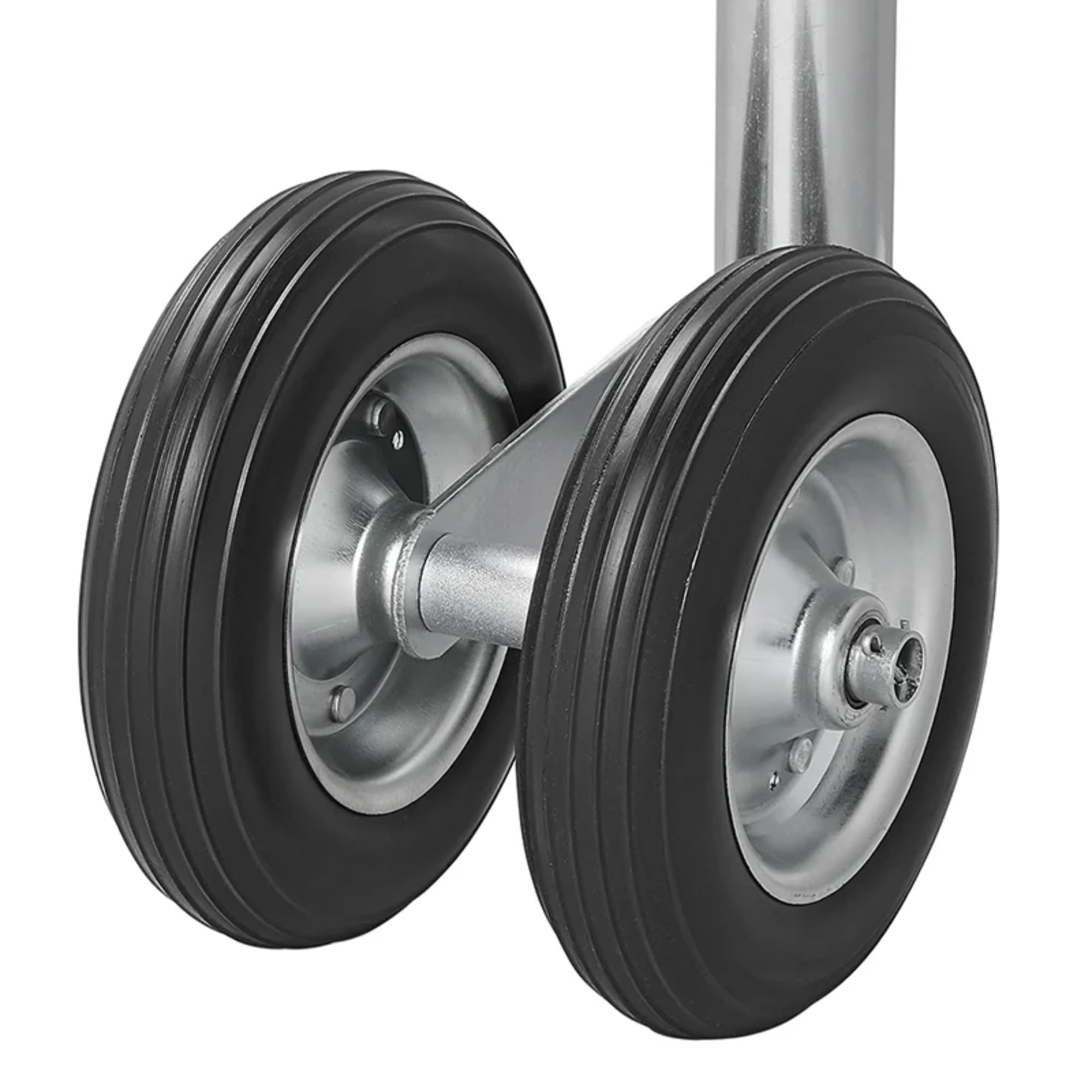 ProPlus Roue Jockey Double Ø48 mm – pour remorque et Caravane – Roues Pleines PU Ø200 x 50 mm – Argent