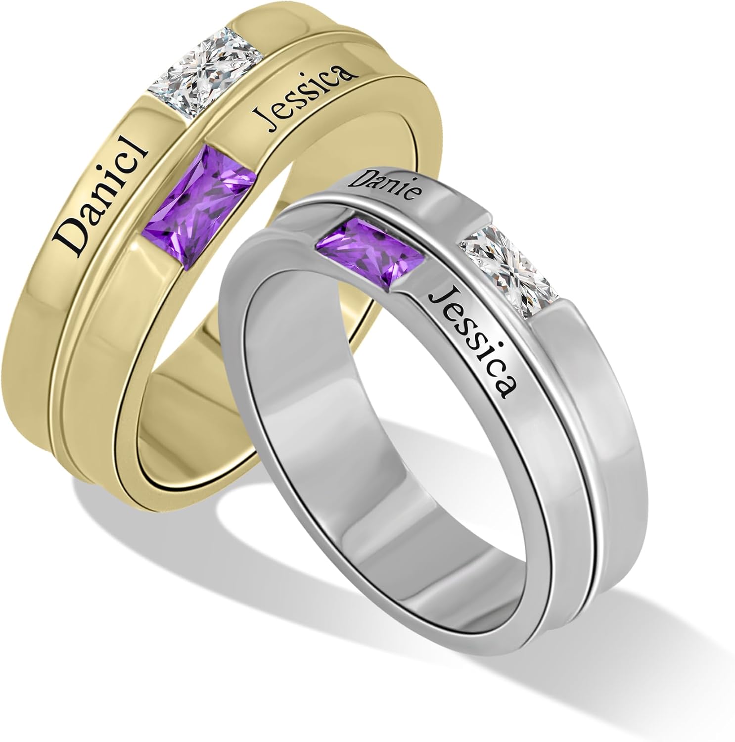 Personalized Name Ring Customized Birthstone Rings Couple Promise Rings Customizable Engagement Christmas, Engagement, Anniversary & Friendship for Couples Him Her Gift