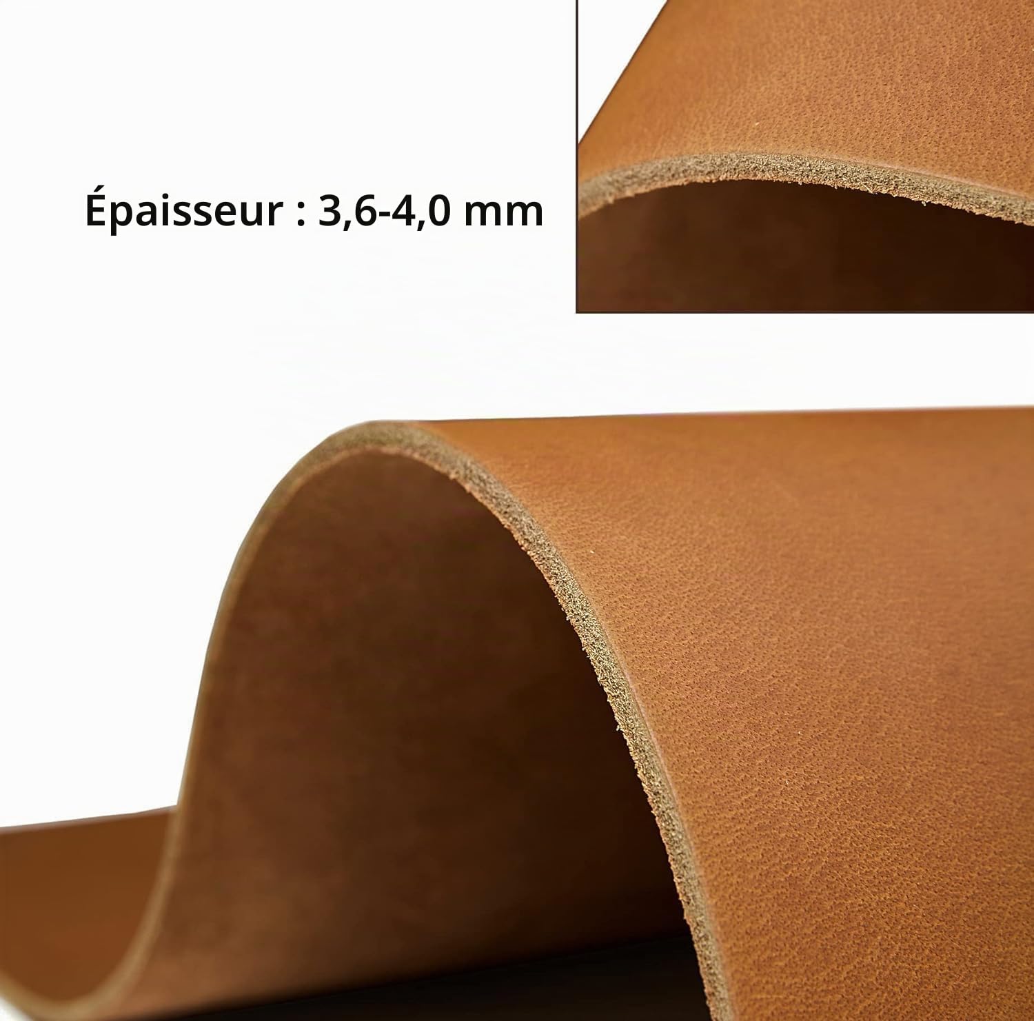 Cuir de vache pleine fleur épais marron bourbon 3,6 mm-4 mm (255,1 à 283,5 g) cuir de vache pleine fleur épais pour travaux manuels, outillage, loisirs créatifs, cuir, 61 x 61 cm