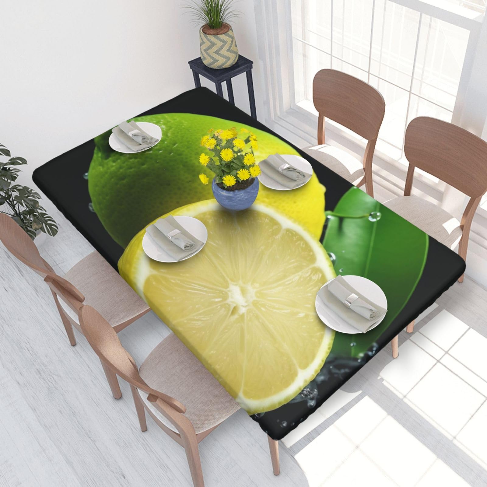 WPKJU Lemon Fruit Printed Tablecloths 4ft Rectangular Table Covers Washable Polyester Decorative Table Cloth for Dining Table Picnic Wedding