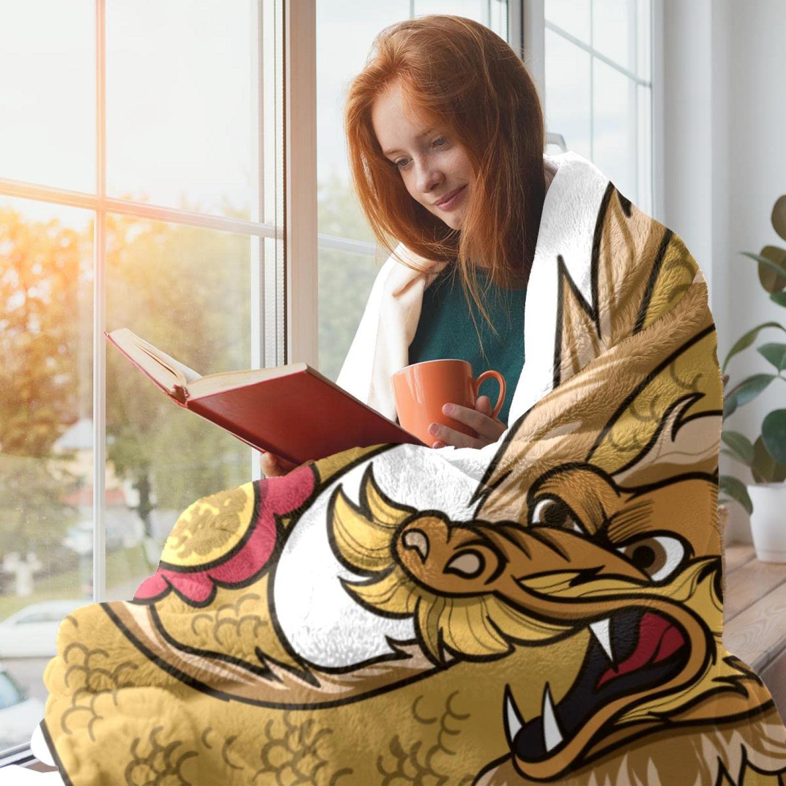 Coperta con drago meteorico e drago, regalo per amanti dei draghi e