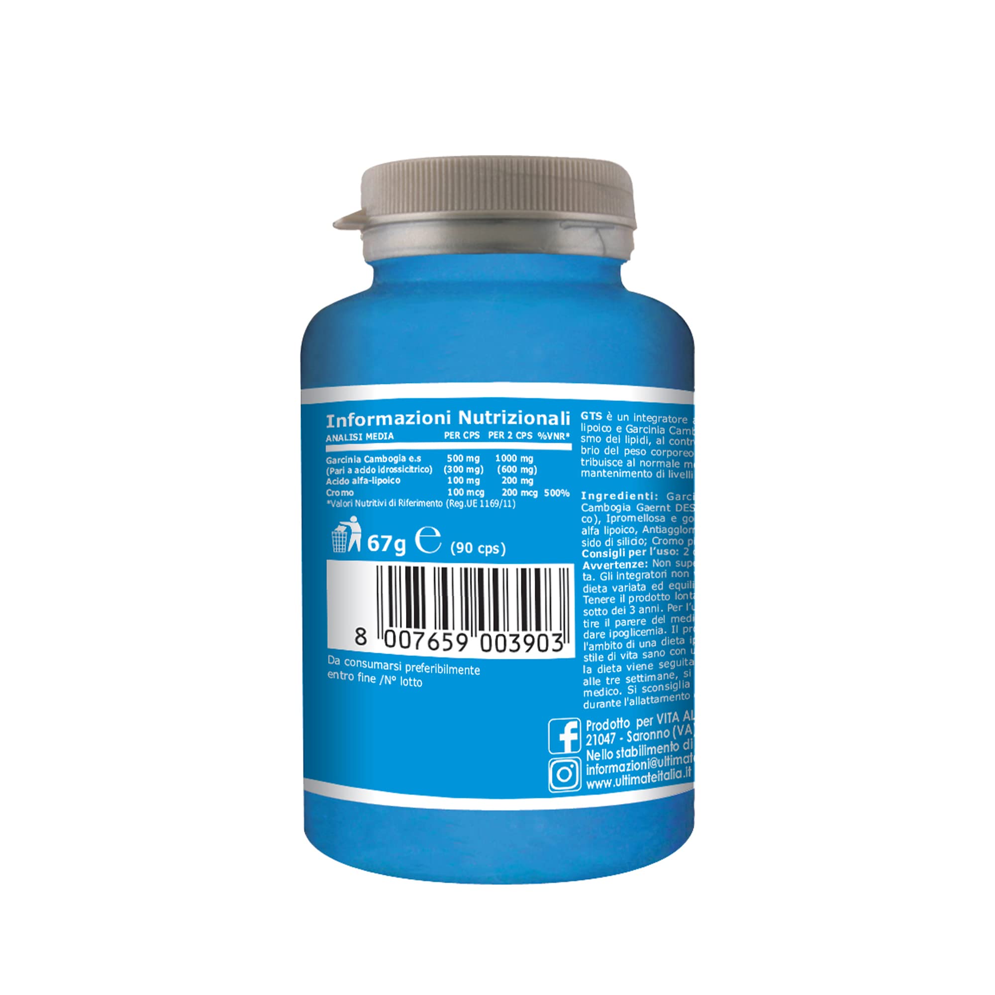 GTS - Integratore Che Contribuisce Al Metabolismo Dei Lipidi, Al Controllo Del Senso Di Fame E All'equilibrio Del Peso Corporeo - Con Acido Alfa Lipoico E Garcinia Cambogia - Ultimate Italia