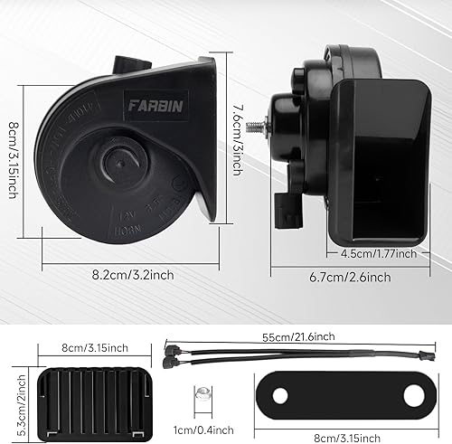 Vista 44 de FARBIN Bocina de coche compatible con Toyota/Lexus/Subaru, etc. Bocina de caracol eléctrica de tono alto y bajo de 12 V con parrilla protectora