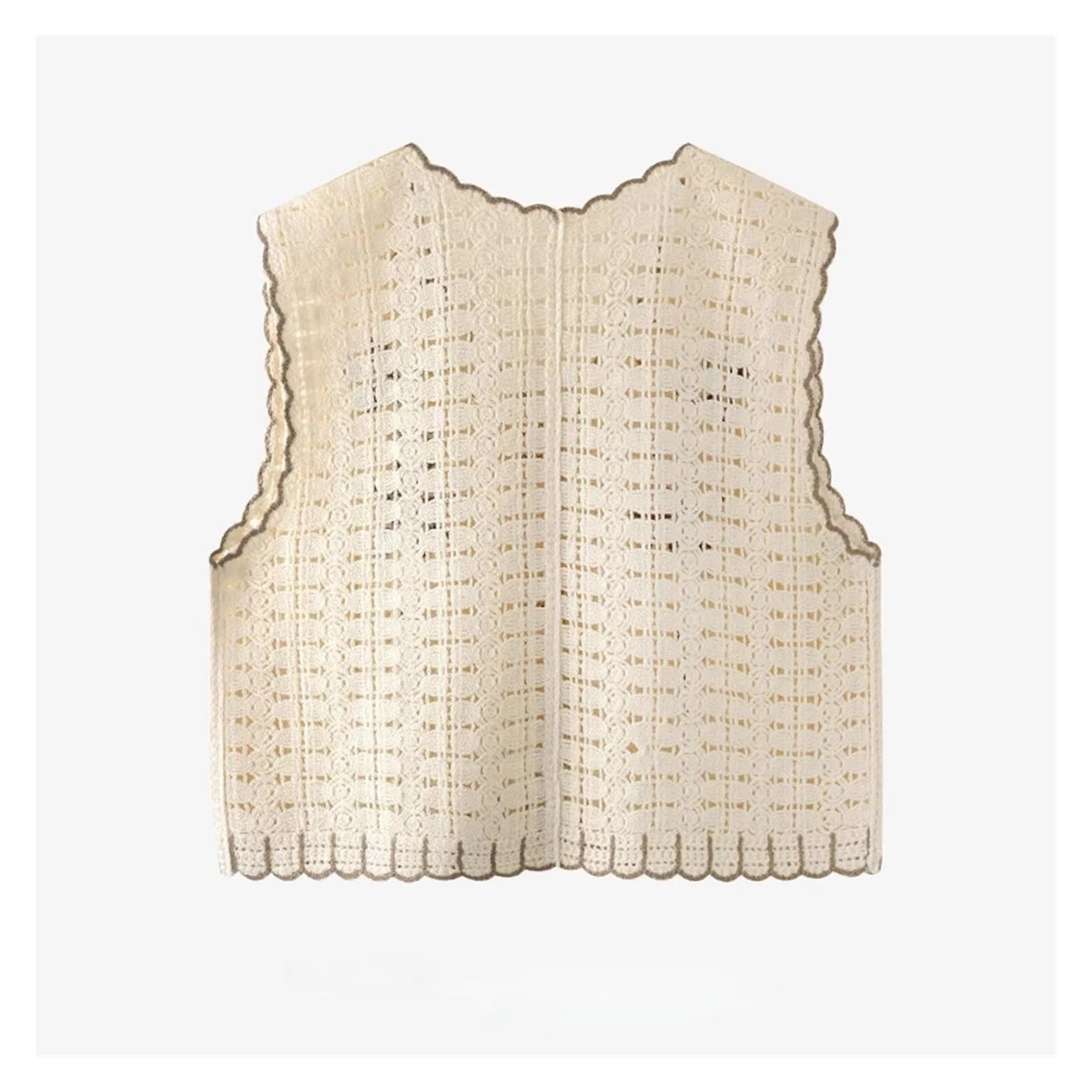 Top sin Mangas con Botones y Bordado Floral de Crochet for Mujer