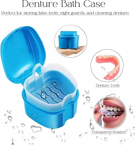 Miniatura 2 de Kit de 7 piezas de cepillo para dentadura postiza, herramientas de limpieza de dientes falsos con 3 cepillos, 2 retenedores y cajas de baño con caja