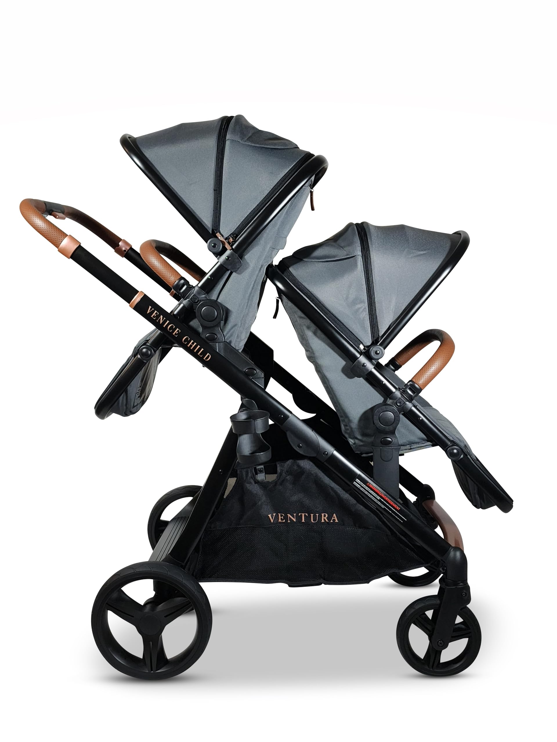 Venice Child Midnight Ventura Single to Double Sit-and-Stand Stroller &amp; 2nd Toddler Seat (Package # 3)