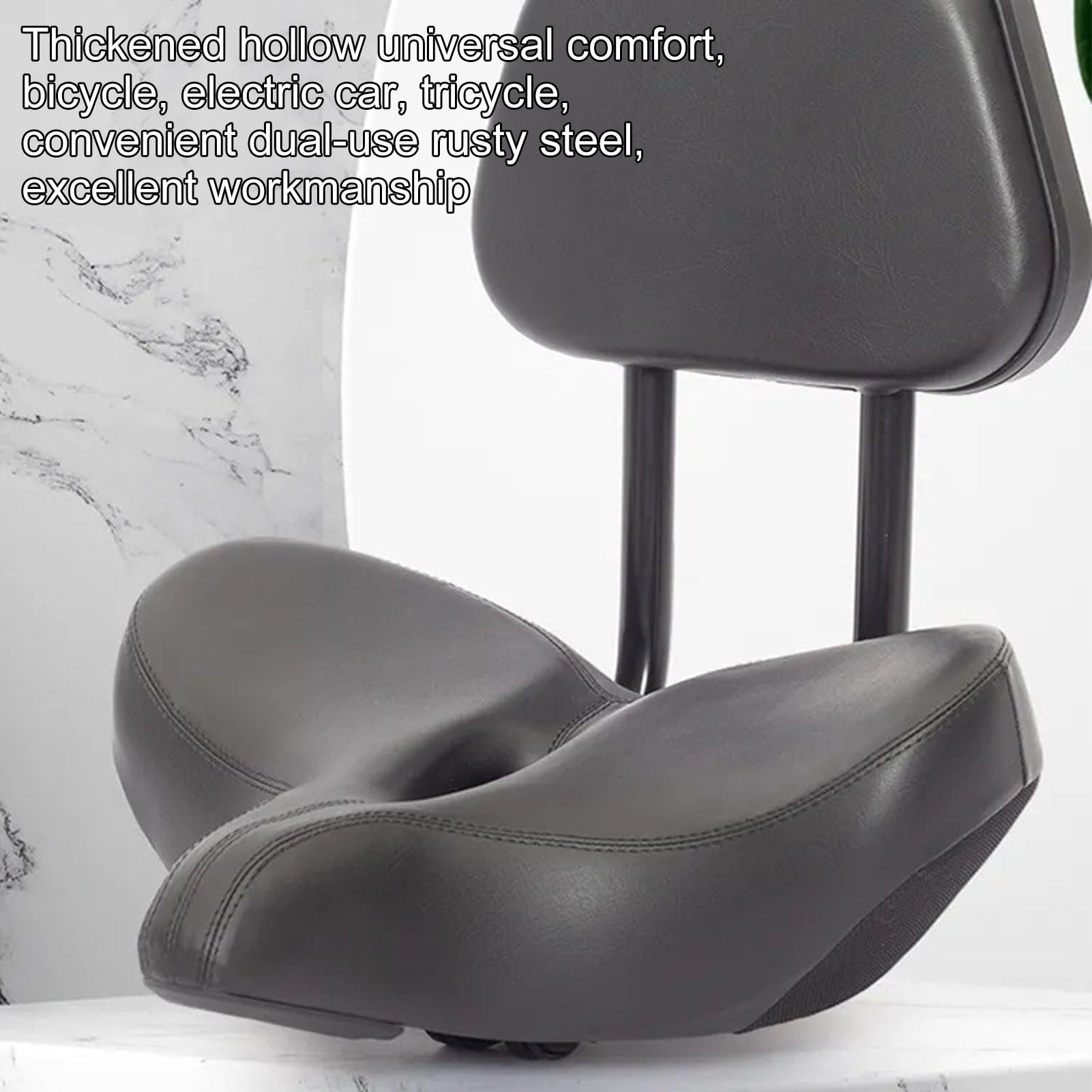 Soporte de Asiento de Bicicleta Ancho - 10 cm de Altura Ajustable | asiento de triciclo acolchado, cuero PU suave | Entrenamiento de gimnasio Colgante de protección de cadera de absorción de im