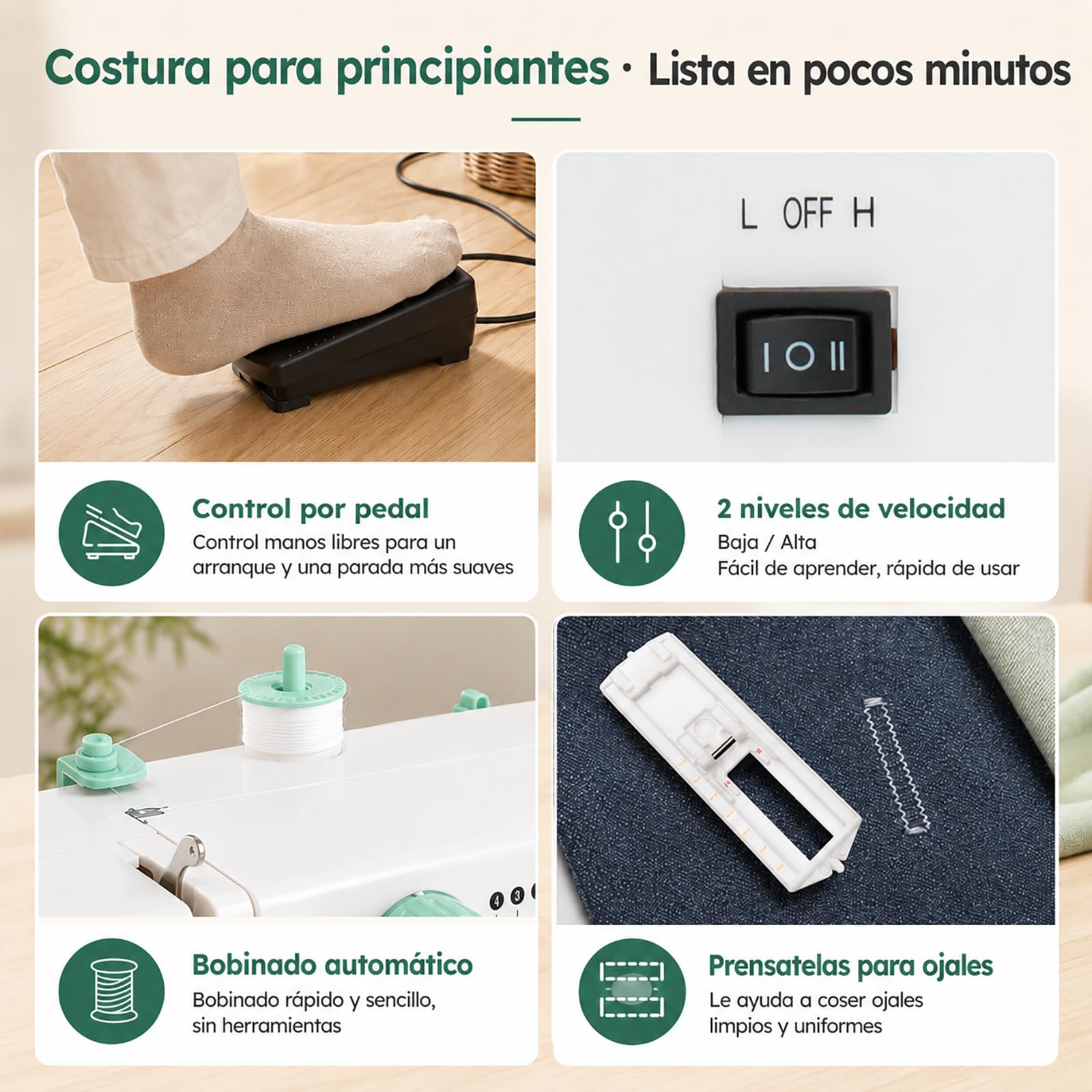 Maquina de Coser Principiante,Maquina de Costura con Mesa de Extensión