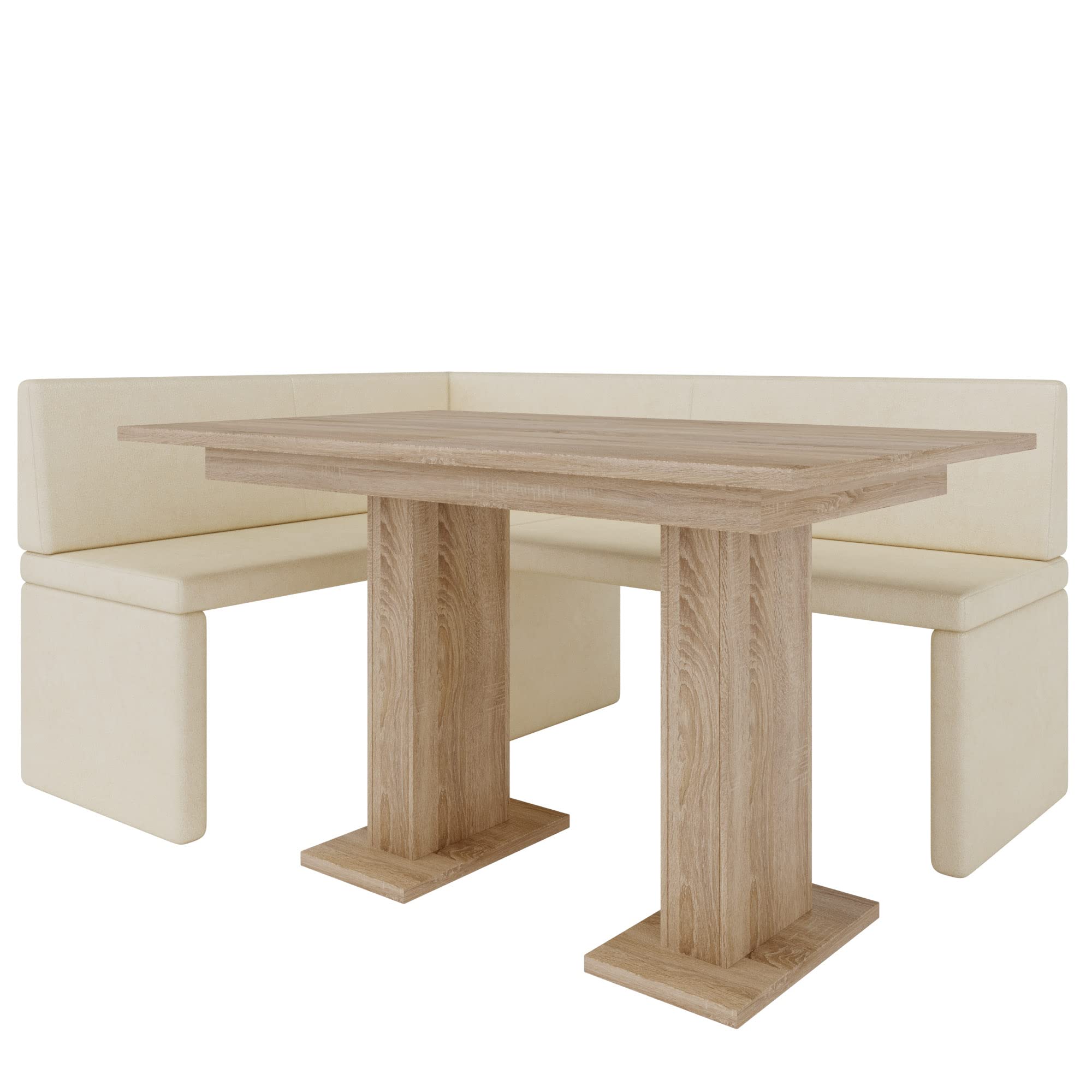 FURNISTAR Eckbank Akiko mit Tisch - Eckbankgruppe für Ihrem Esszimmer, Küche modern, Sitzecke, Essecke. Perfekt für Küche, Büro und Rezeption. Solide und Starke Verarbeitung (Soft 18, 196x142 Links)