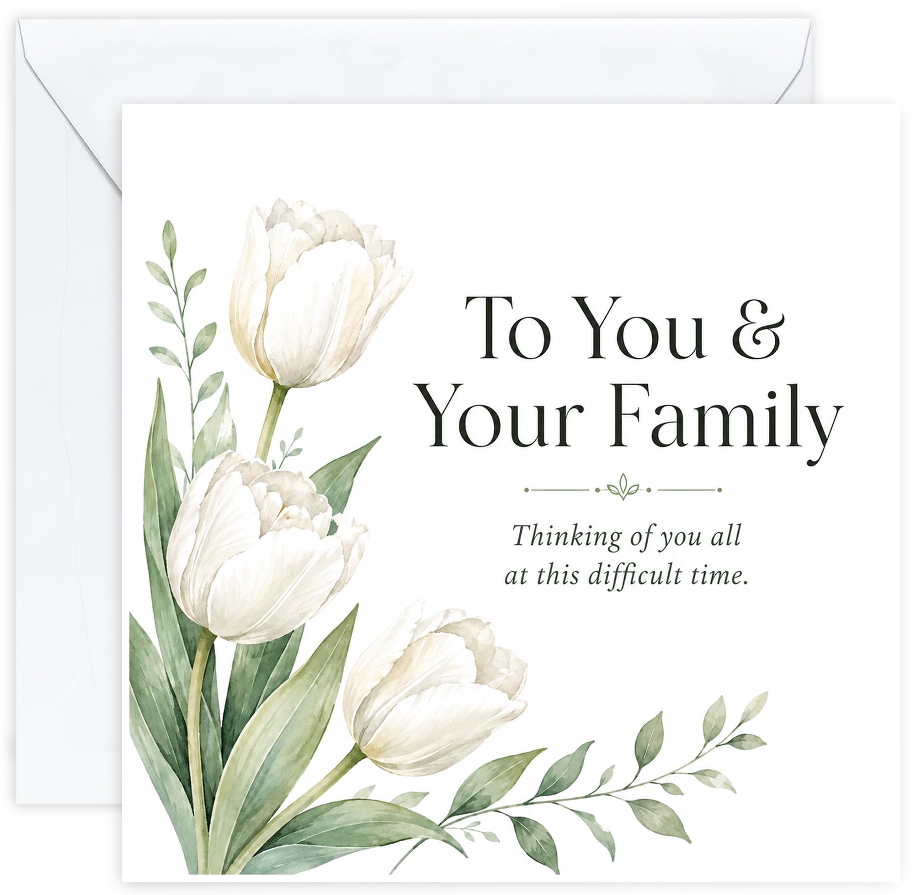 Sympathy Card for Family – White Tulip Condolence Bereavement Card