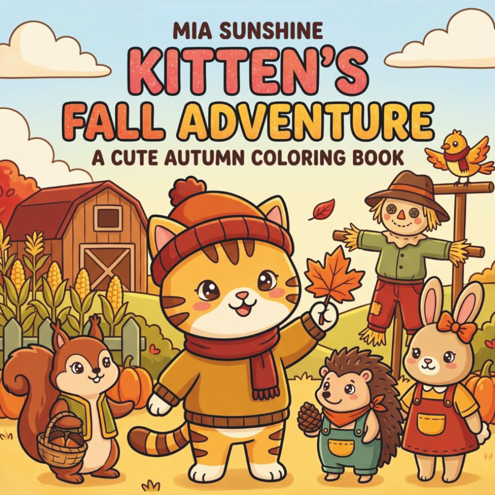 Kitten’s Fall Adventure - A Cute Autumn Coloring Book: Bold and Easy Autumn Scenes Featuring Adorable Kittens, Pumpkins, Leaves, Apples, and Cozy Fall Fun (Autumn Animal Coloring Book 2026)