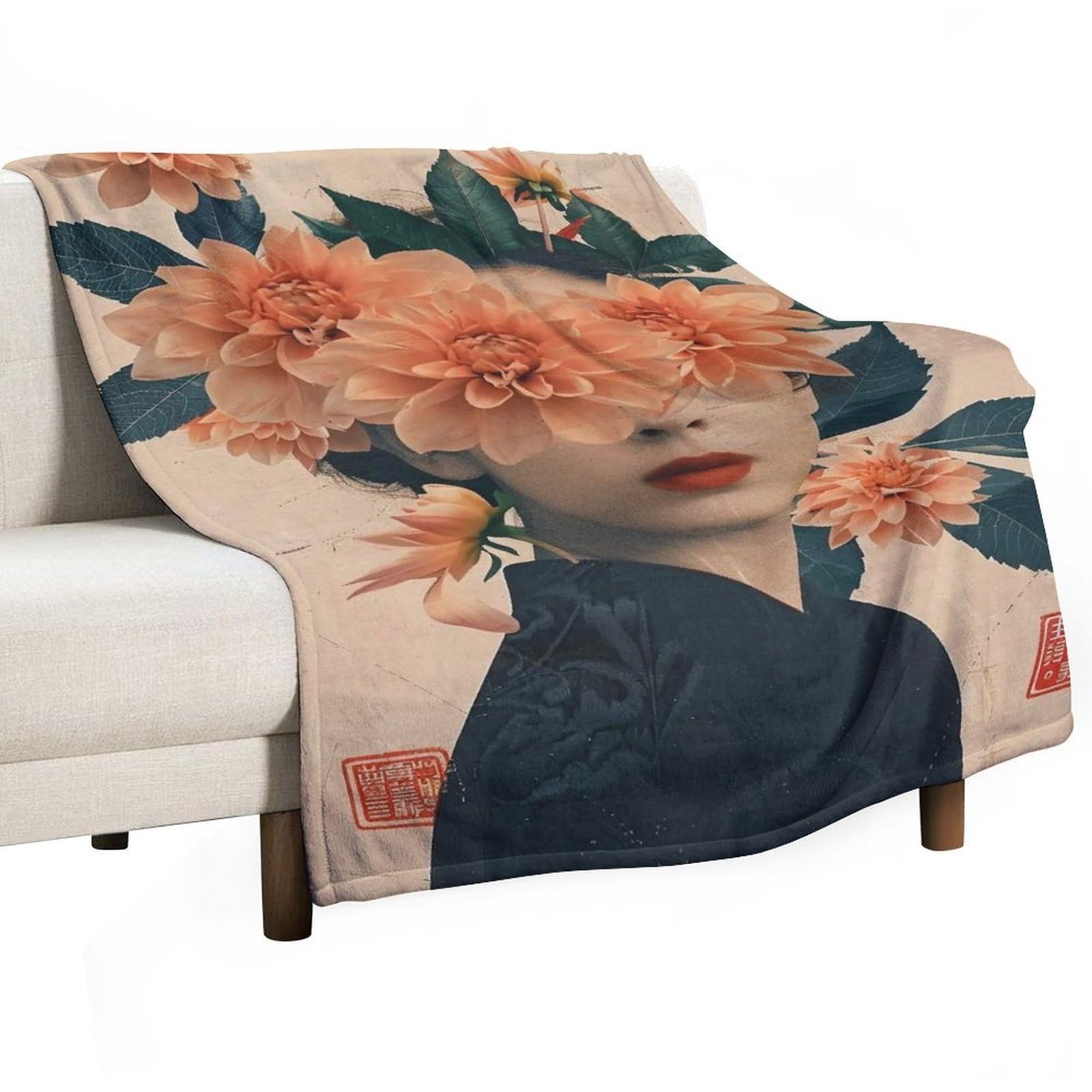 YHGSREUOH Floral Veil 04 Flannel Blankets Fleece Soft Throw Lightweight Plush Gifts for Couch, Bed, Cozy Sofa Plush, Chair, Lovers 32x48inch(80x120cm)