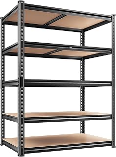 REIBII 2200LBS Storage Shelves 5 Tier Garage Shelving Heavy Duty, Adjustable Metal Shelving Unit, Garage Shelves for Basement, Warehouse, Pantry, Closet, Kitchen 72" H x 35.55" W x 16" D, Black