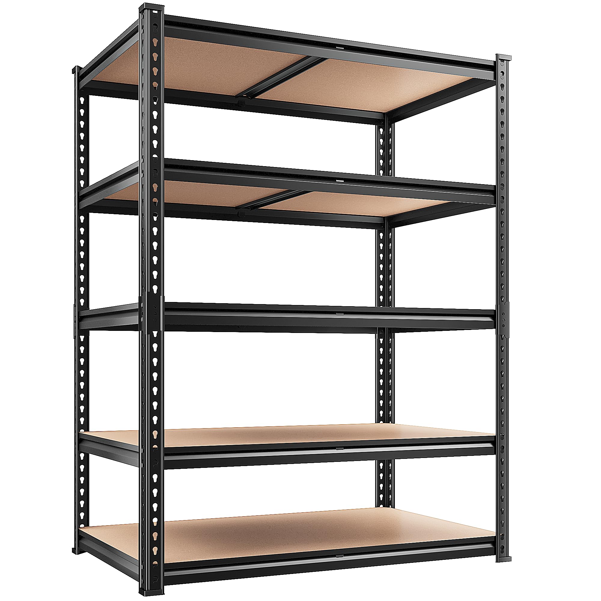 REIBII 2200LBS Storage Shelves 5 Tier Garage Shelving Heavy Duty, Adjustable Metal Shelving Unit, Garage Shelves for Basement, Warehouse, Pantry, Closet, Kitchen 72" H x 35.55" W x 16" D, Black