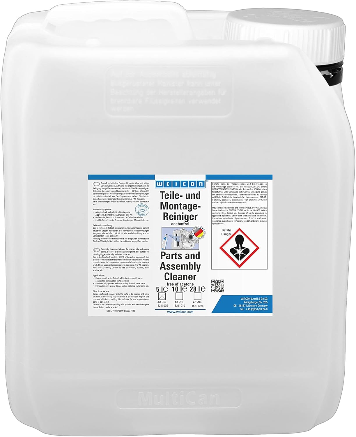 WEICON Parts and Assembly Cleaner 5 L | Cleaner for Industry, Crafts, Cars