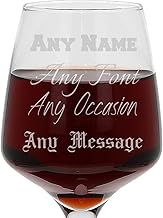 Personalised Wine Glass - Large 400ml Engraved Glass for Women or Men Choice of 20 Fonts Customised Gift, Elegant Stemware Perfect Anniversary Birthday Christmas Retirement (Any Text)