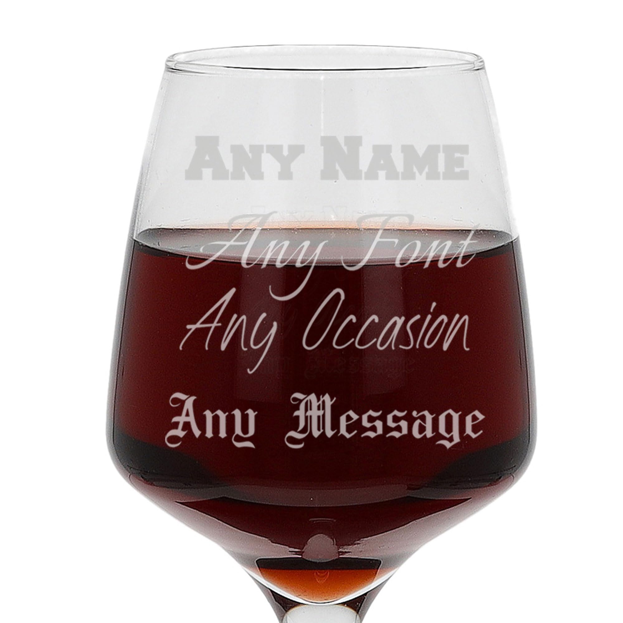 Personalised Wine Glass - Large 400ml Engraved Glass for Women or Men Choice of 20 Fonts Customised Gift, Elegant Stemware Perfect Anniversary Birthday Christmas Retirement (Any Text)