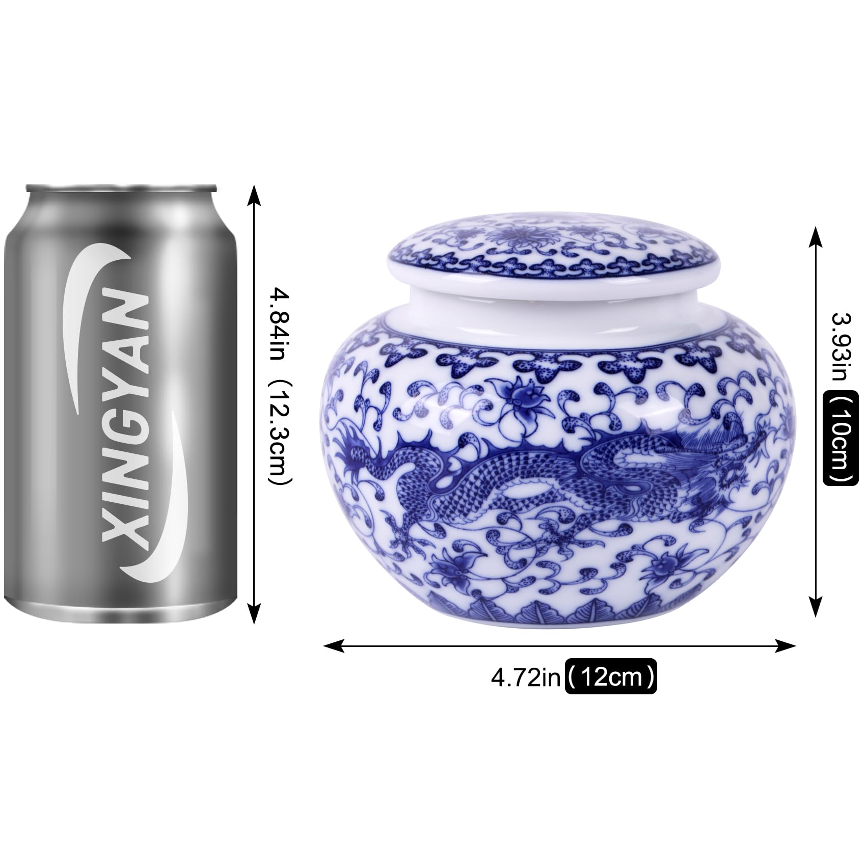 XINGYAN Chinoiserie Jengibre Tarro 2pcs Set - Porcelana China Azul Y Blanca Tarro De Almacenamiento Decorativo Con Tapa(juego Bicolor