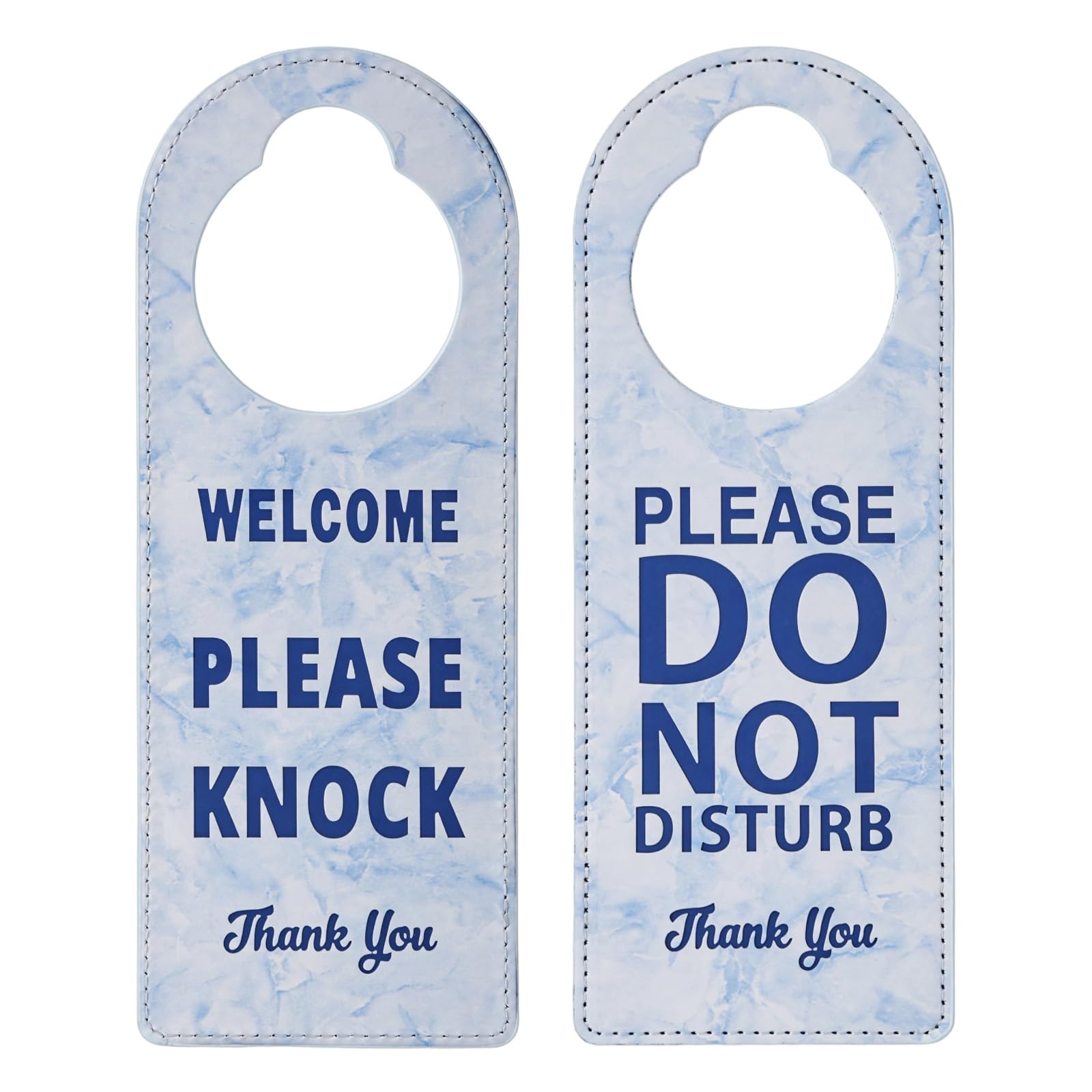 2pcs Please Do Not Disturb Signs, Double-Sided Leather Welcome Please Knock Signs Reversible Door Hanger for Office Meeting Room Hotel Restroom