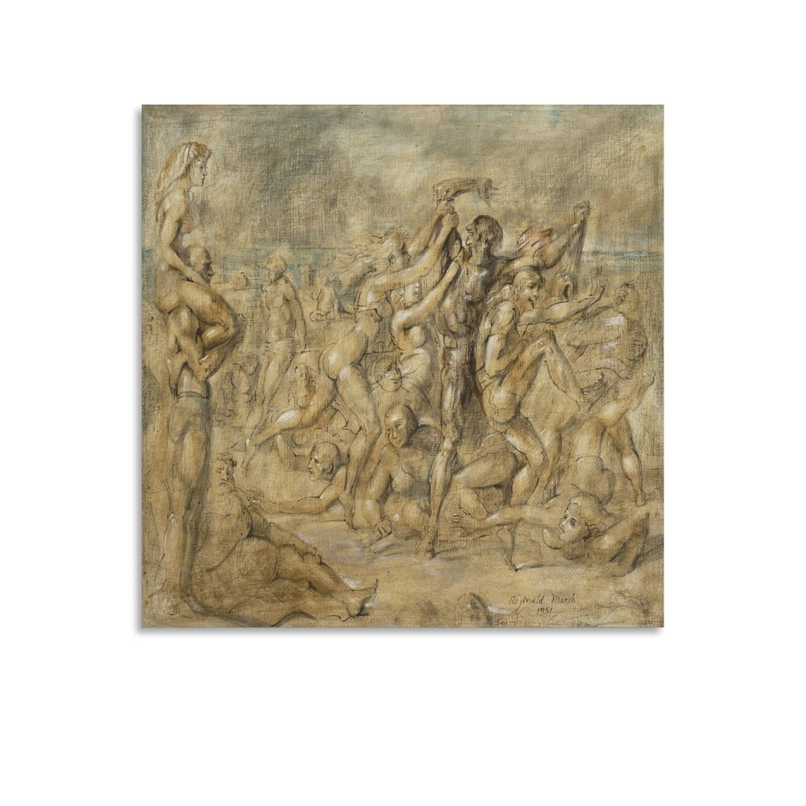 KLAGCBDF Reginald Marsh Coney Island Wall Art Poster Prints Home Decor Picture Canvas Painting Posters 20x20inch(50x50cm)