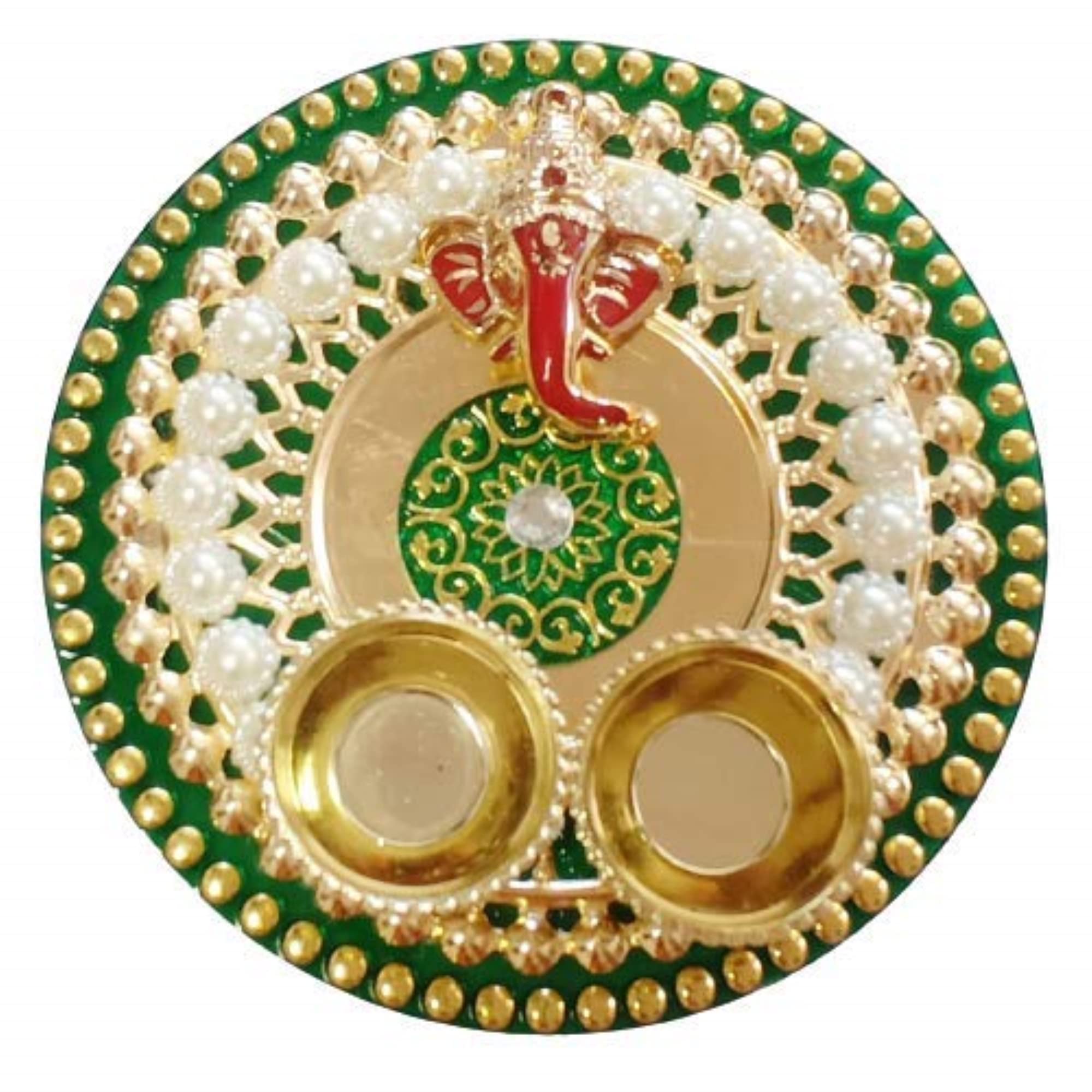 Elegant Pooja Thali Set - Haldi Kumkum Holder -3