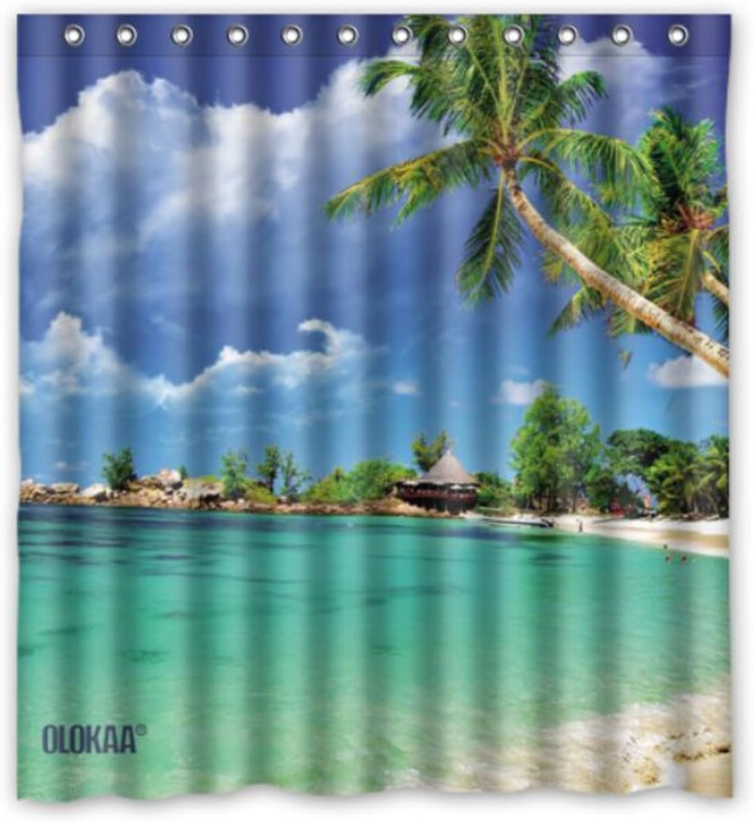 OLOKAACustom Design shower curtain Standard Size "72X72"with olokaa logo (Beach)