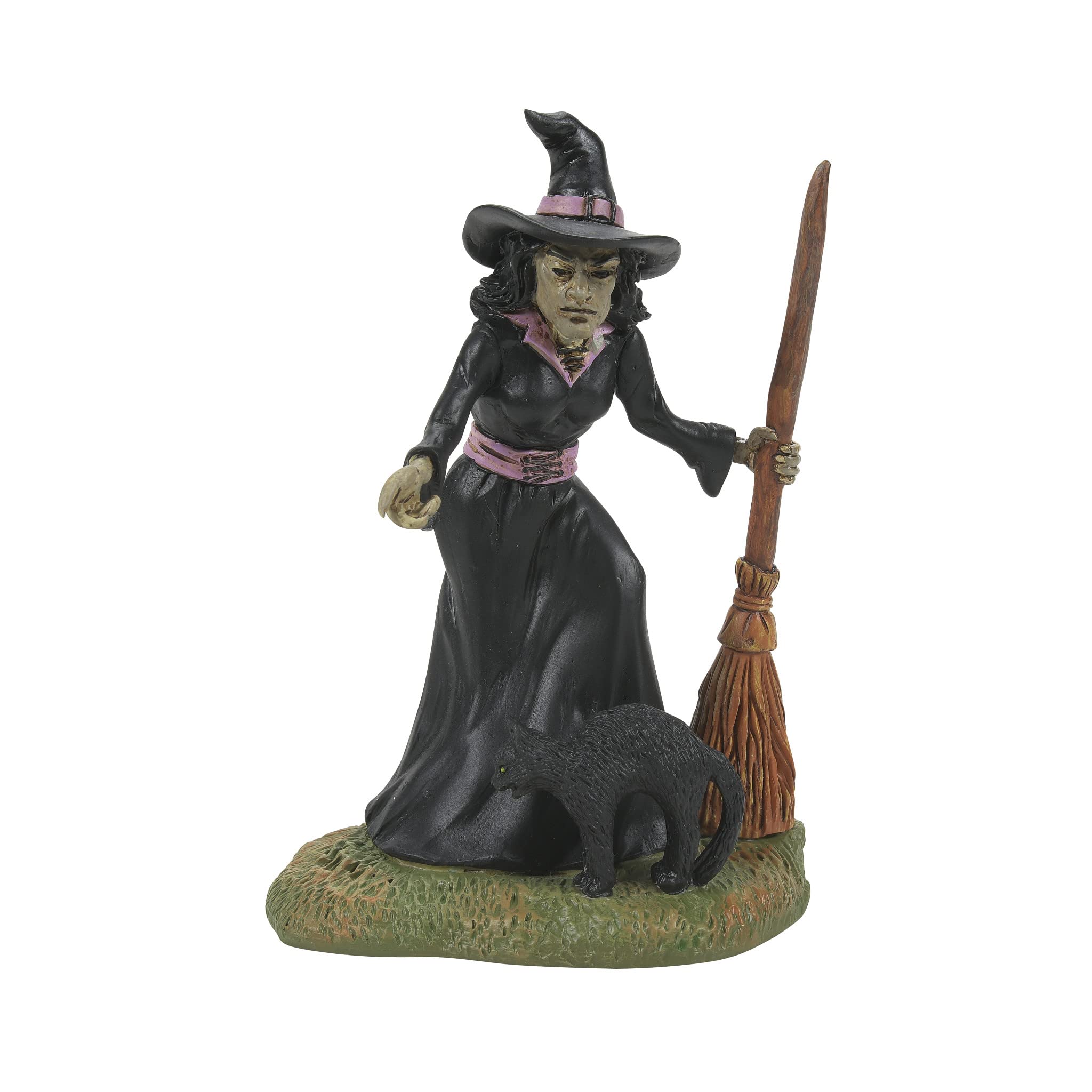 Figura de bruja y gato negro coleccionable en miniatura multicolor de 3.7 pulgadas