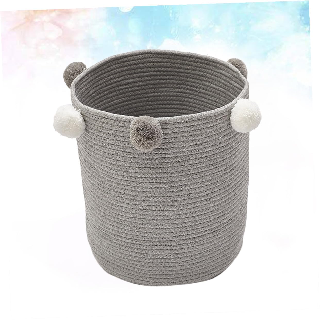 Hemobllo Cesto Porta Biancheria Grande Capacità Rotondo in Corda di Cotone con Decorativi Organizer per Vestiti e Giocattoli, per Armadio o Casa