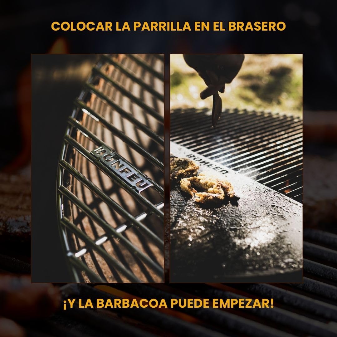 BonFeu 1/2 BonGrill Ø80 cm - Parrilla para Cuenco de Fuego - Ideal para Barbacoas y Parrillas al Aire Libre - Diseño Robusto y Duradero