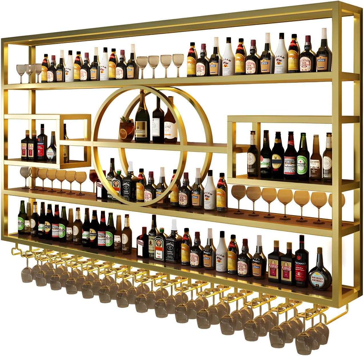 LITFAD Modern Wall Mounted Wine Rack Metal Wine Bottle