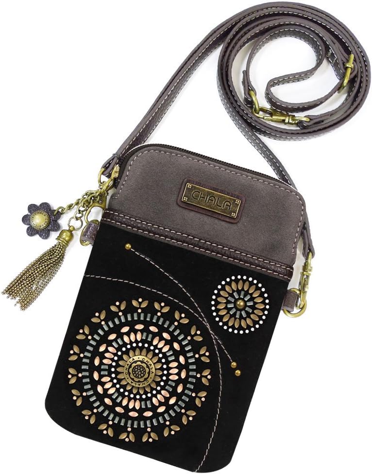 CHALACrossbody Cell Phone Purse | Women's Wristlet Handbags with Adjustable Strap (Starburst - Black)