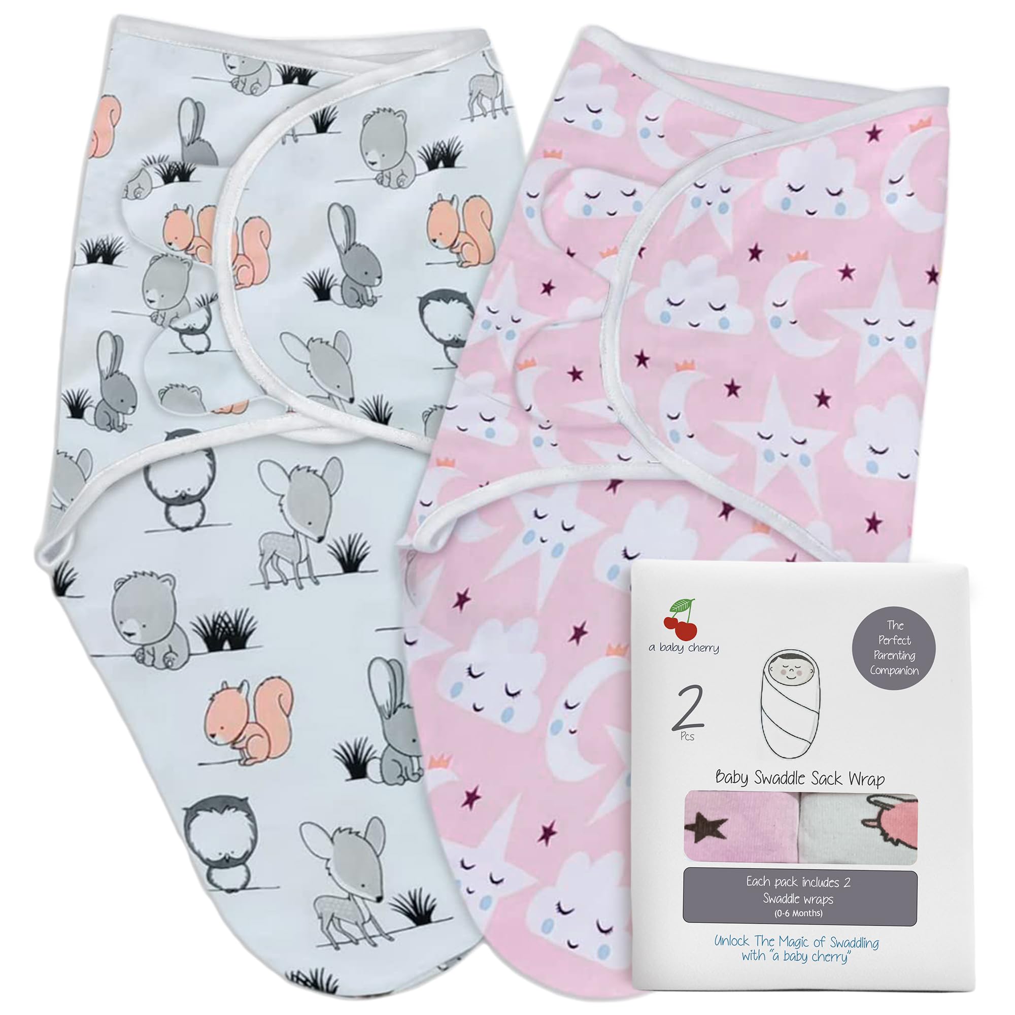 Baby Swaddle Wrap for New Born || Adjustable Swaddle for New Born Baby || 100% Cotton Soft Baby Blanket for 0-6 Months - Pack of 2 (Multi-Color, 200 GSM)