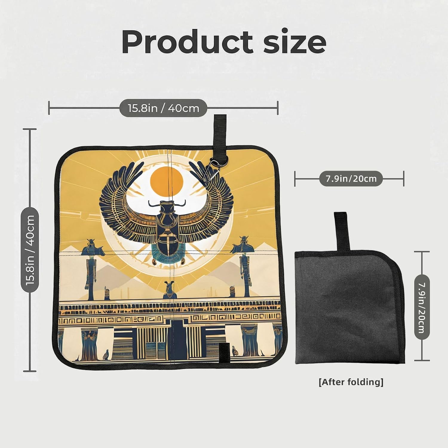 (Egyptian Scarab) Sitting Pad Foldable Seat Cushion Lightweight Camping Seat Mat with Hook for Outdoor Hiking Picnic Camping