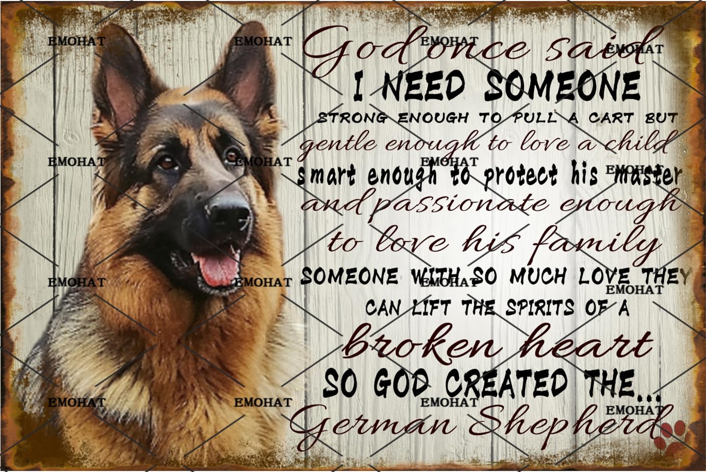 I Need Someone German Shepherd Tin Sign, 8x12 Inch