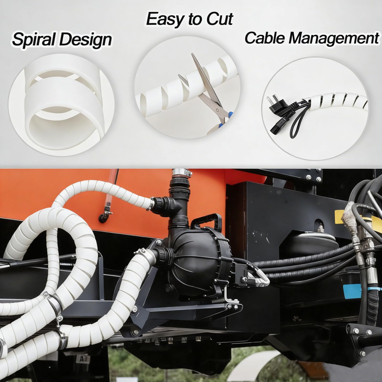 Pangda Protezione per cavo flessibile a spirale da 7,6 m, resistente, da 1,27 cm, resistente, resistente all'abrasione, per tubi idraulici, cavi elettrici, automotive