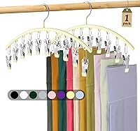 Vista 17 de Organizador de leggings para armario, colgador de metal para pantalones de yoga con revestimiento de goma, paquete de 4 con 10 clips para 40